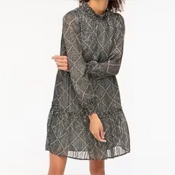 J. Crew Polka Dot Pattern Smocked Ruffle Tiered Mini Dress  Size L - Picture 10 of 10